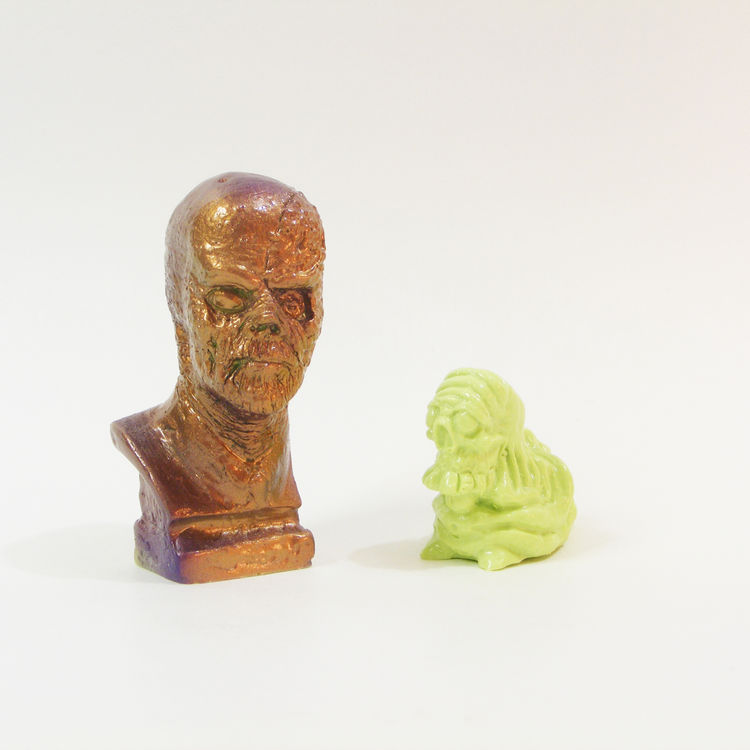 Galaxy Frankenstein Mini Bust (2 inch) with Micro Skelechub Worshipper - Brown by We Become Monsters (Chris Moore)