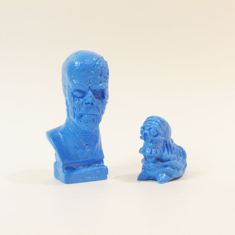 Galaxy Frankenstein Mini Bust (2 inch) with Micro Skelechub Worshipper - Light Blue by We Become Monsters (Chris Moore)