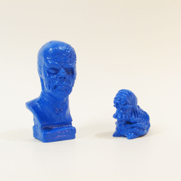 Galaxy Frankenstein Mini Bust (2 inch) with Micro Skelechub Worshipper - Blue by We Become Monsters (Chris Moore)