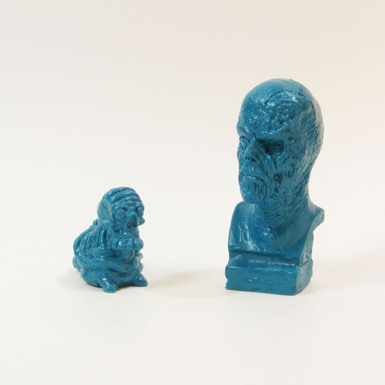 Galaxy Frankenstein Mini Bust (2 inch) with Micro Skelechub Worshipper - Blue Grey by We Become Monsters (Chris Moore)