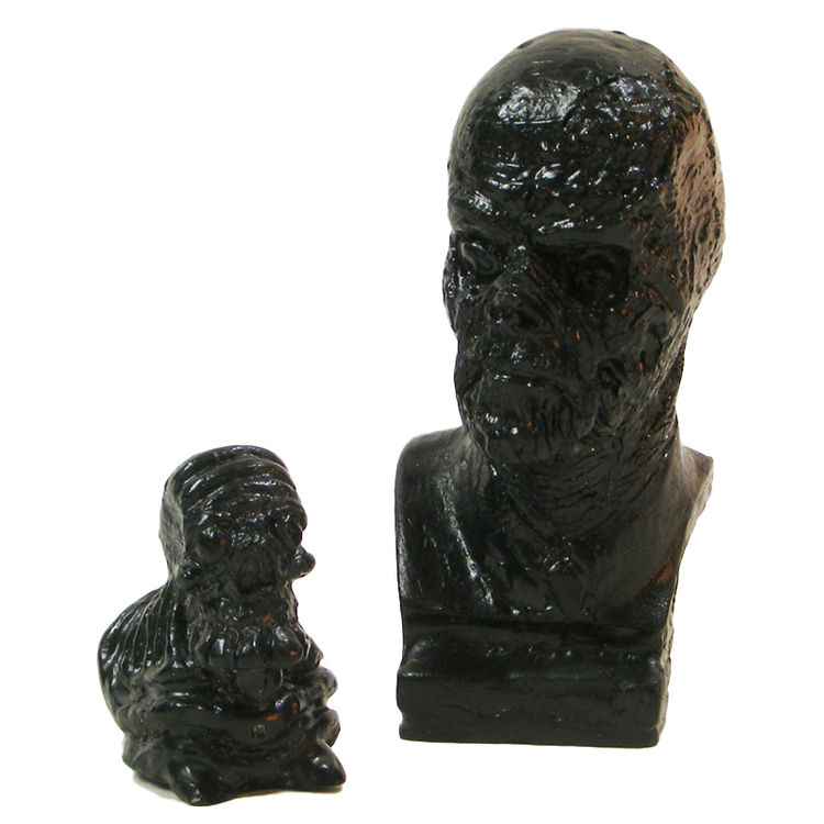 Galaxy Frankenstein Mini Bust (2 inch) with Micro Skelechub Worshipper - Charcoal by We Become Monsters (Chris Moore)