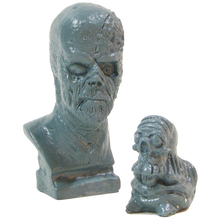 Galaxy Frankenstein Mini Bust (2 inch) with Micro Skelechub Worshipper - Cement by We Become Monsters (Chris Moore)