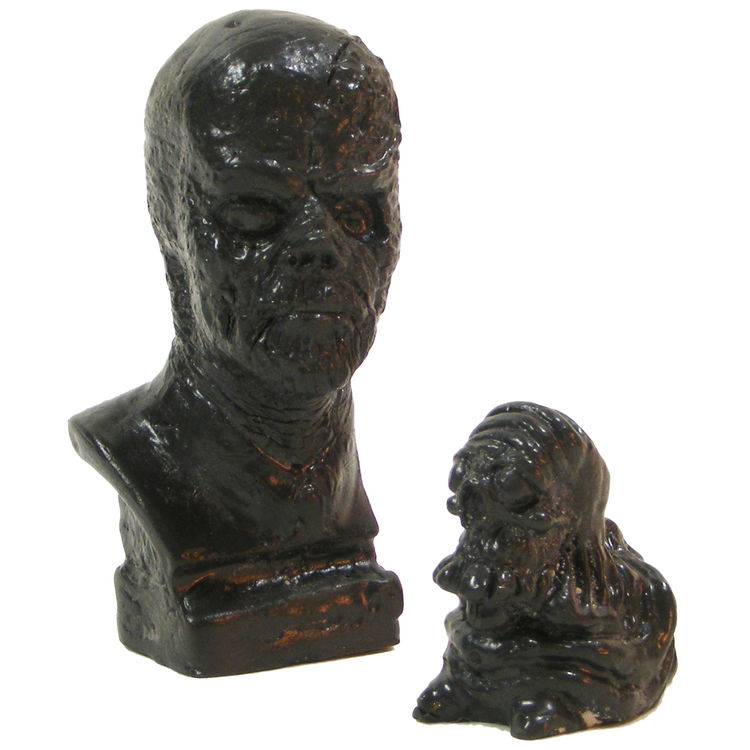Galaxy Frankenstein Mini Bust (2 inch) with Micro Skelechub Worshipper - Gun Metal Grey by We Become Monsters (Chris Moore)