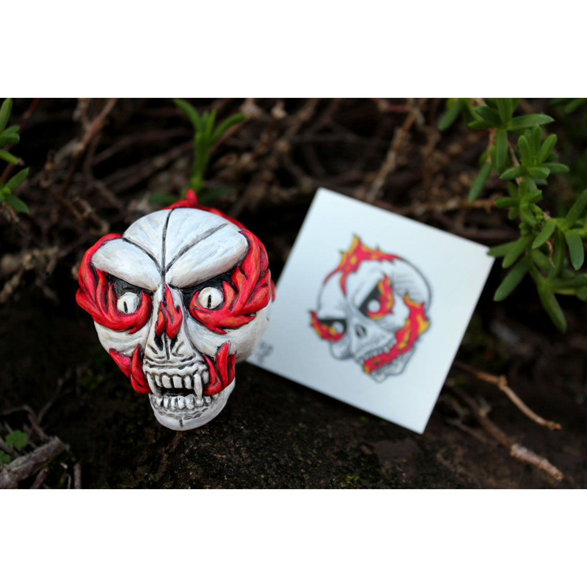 Skull Tattoos - Flaming Skull - Custom