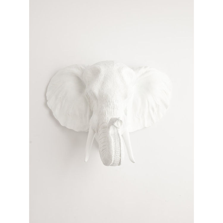 The Tolsby - White Resin Elephant Head- Resin White Faux Taxidermy- Chic & Trendy by White Faux Taxidermy