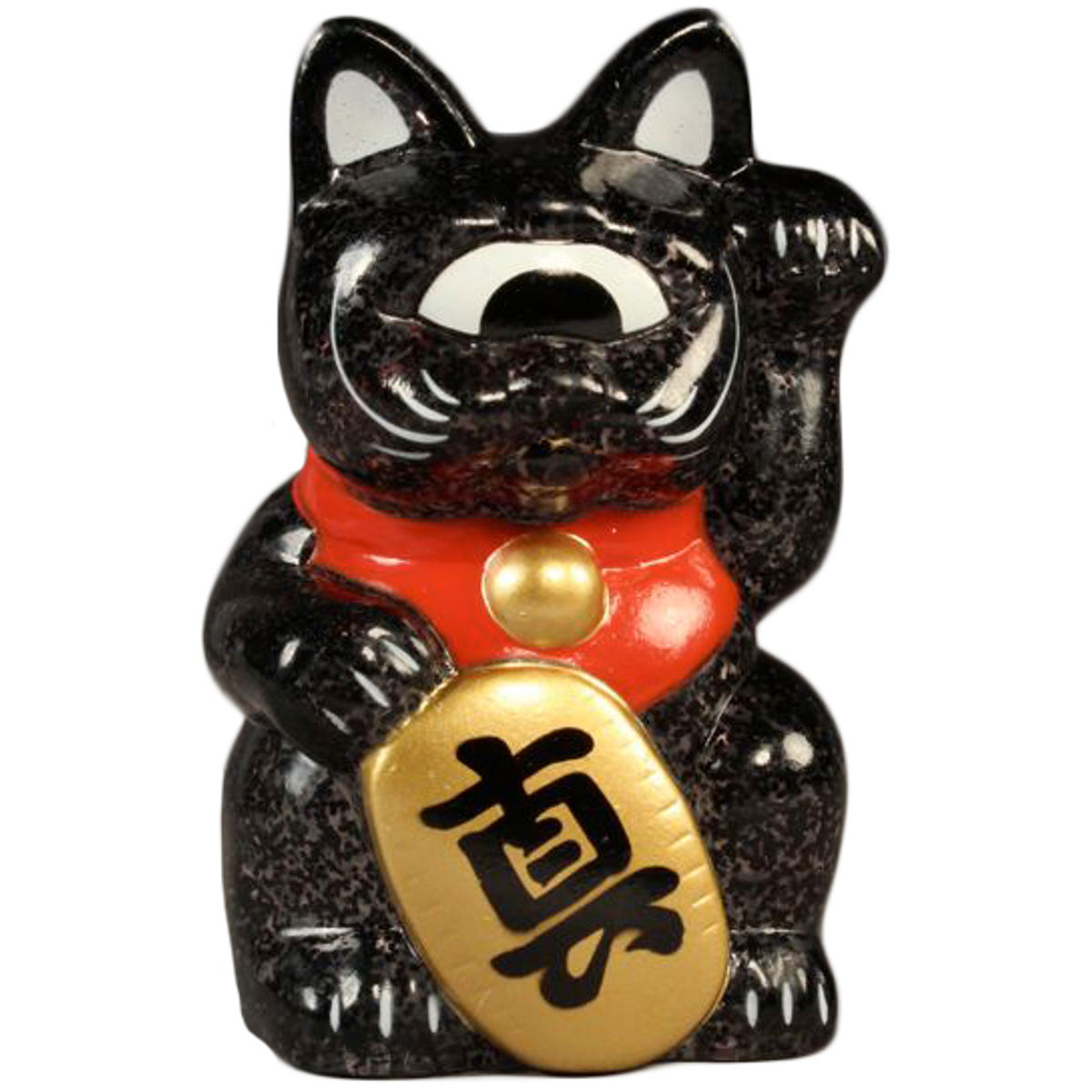 Mini Fortune Cat - Clear w/Black Glitter