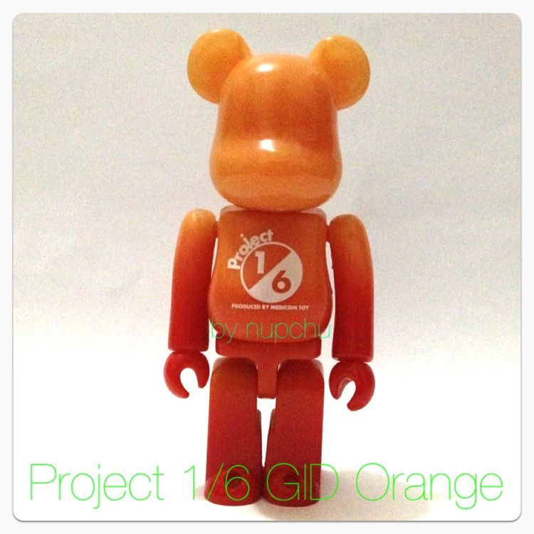 Project 1/6 - Orange Glow in the Dark (GID) 100% Be@rbrick by Medicom