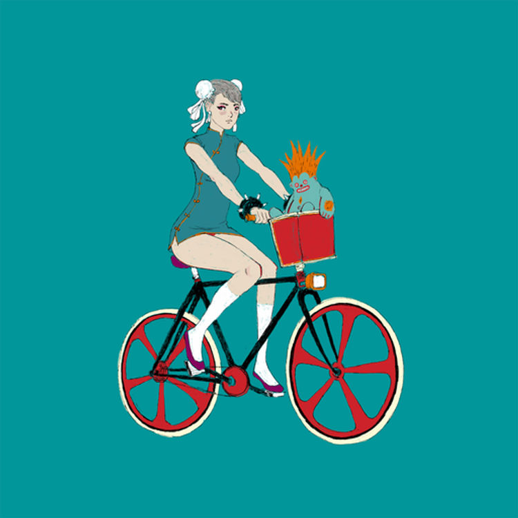Chun-Li Rides Her Rad Bike with a Sweet Blanka Toy That You So Want! by Barnaby Ward
