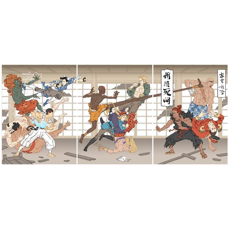 Battle In The Bathhouse (Triptych) by Jed Henry