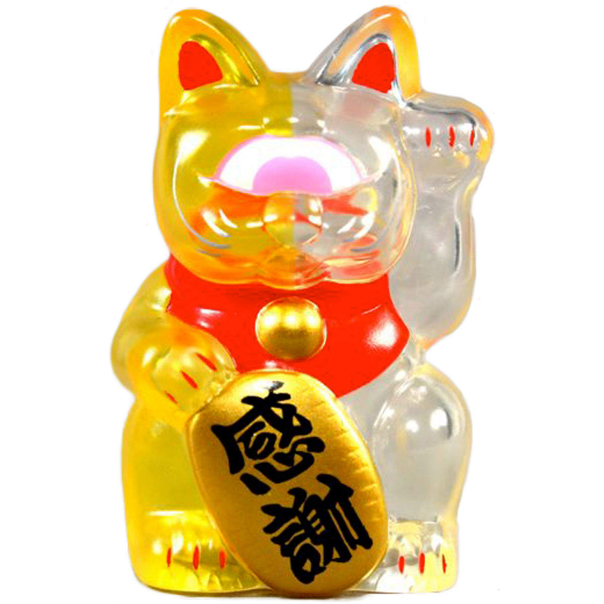 Mini Fortune Cat - Clear Yellow Split