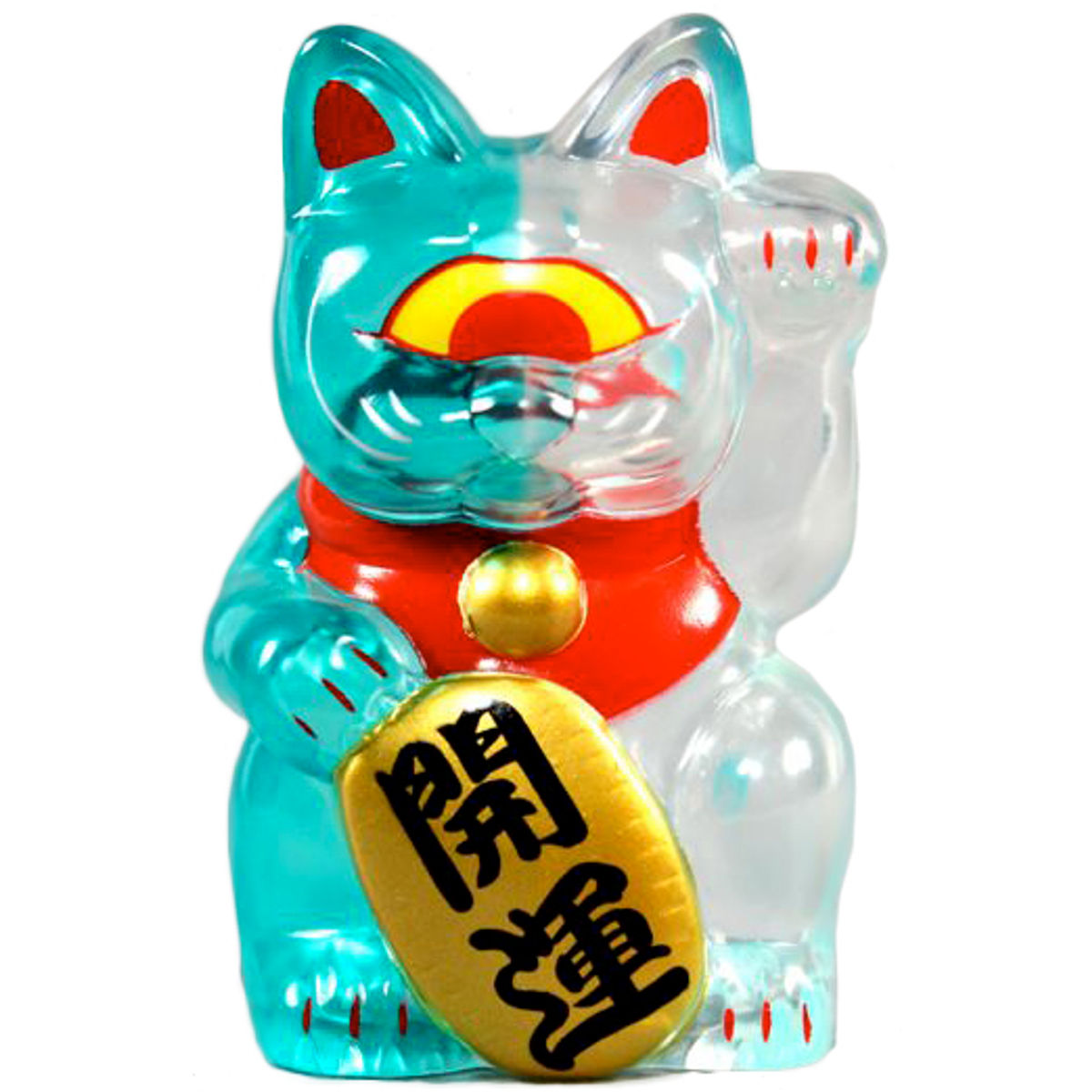 Mini Fortune Cat - Clear Green Split