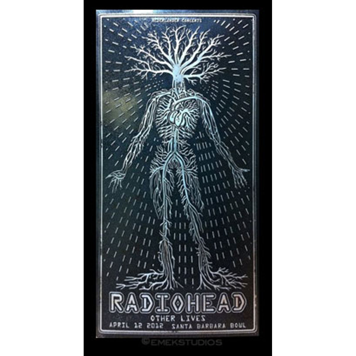Radiohead - Santa Barbara, CA, 2012 (DISTRESSED METAL POSTER)