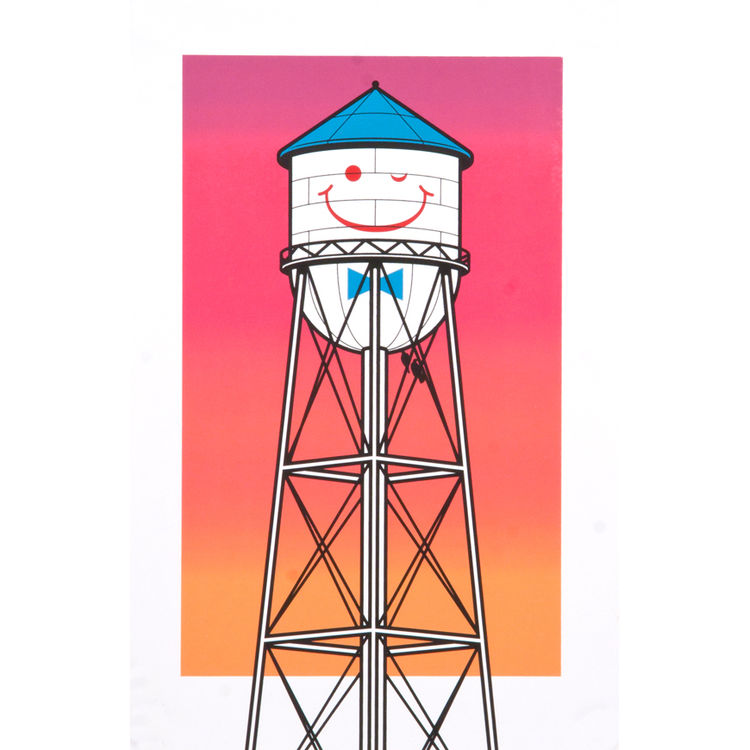 Smiley Watertower - Pink by Todd Bratrud