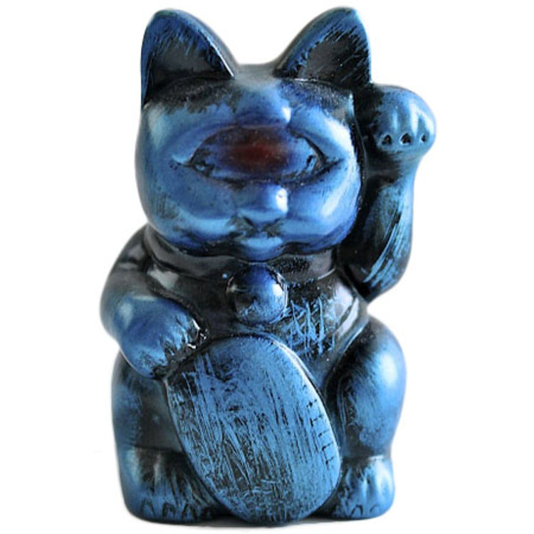 Mini Fortune Cat - Blue Rub by Real X Head (Mori Katsura)