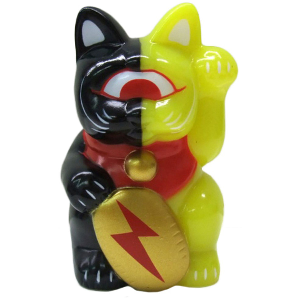 Mini Fortune Cat - Black Yellow Split