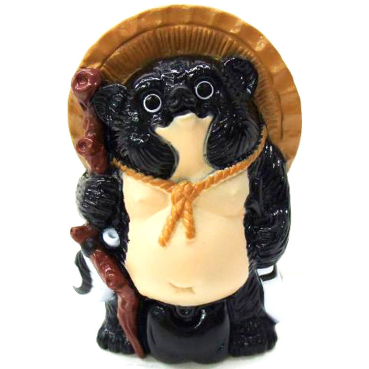 Mini Tanuki - Black w/ White Eyes by Real X Head (Mori Katsura)