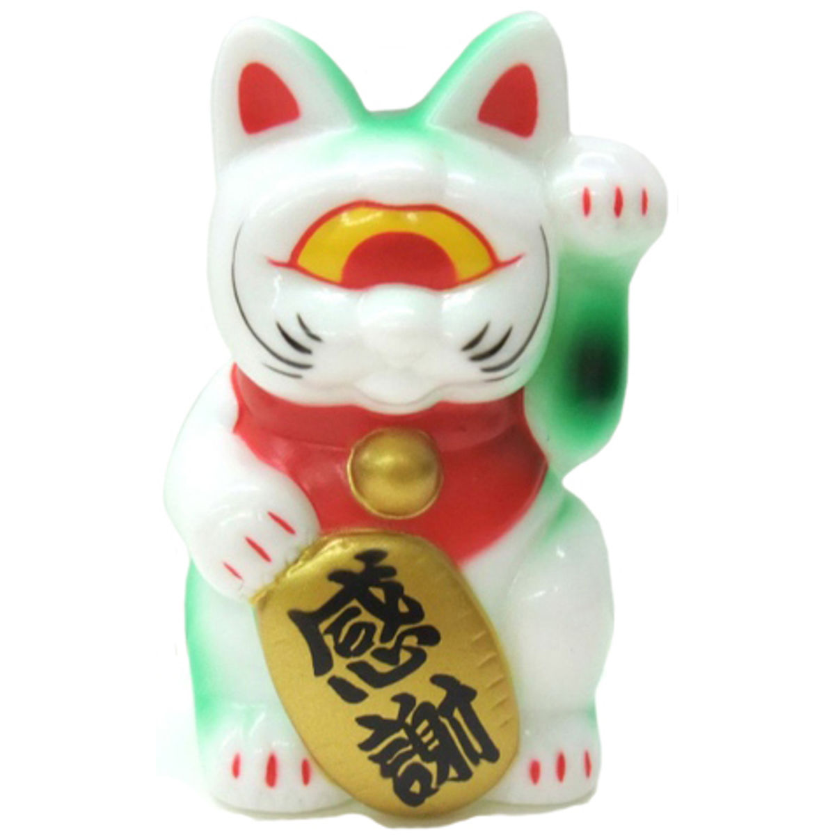 Mini Fortune Cat - White w/ Green