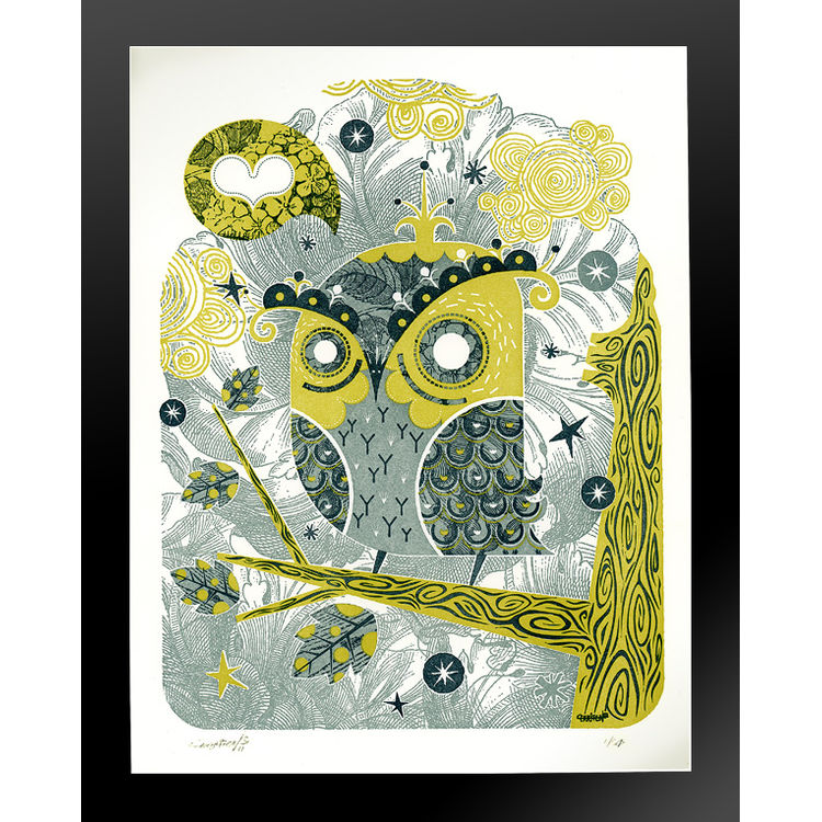 Enamored Owl / Letterpress Limited Edition by Alberto Cerriteno