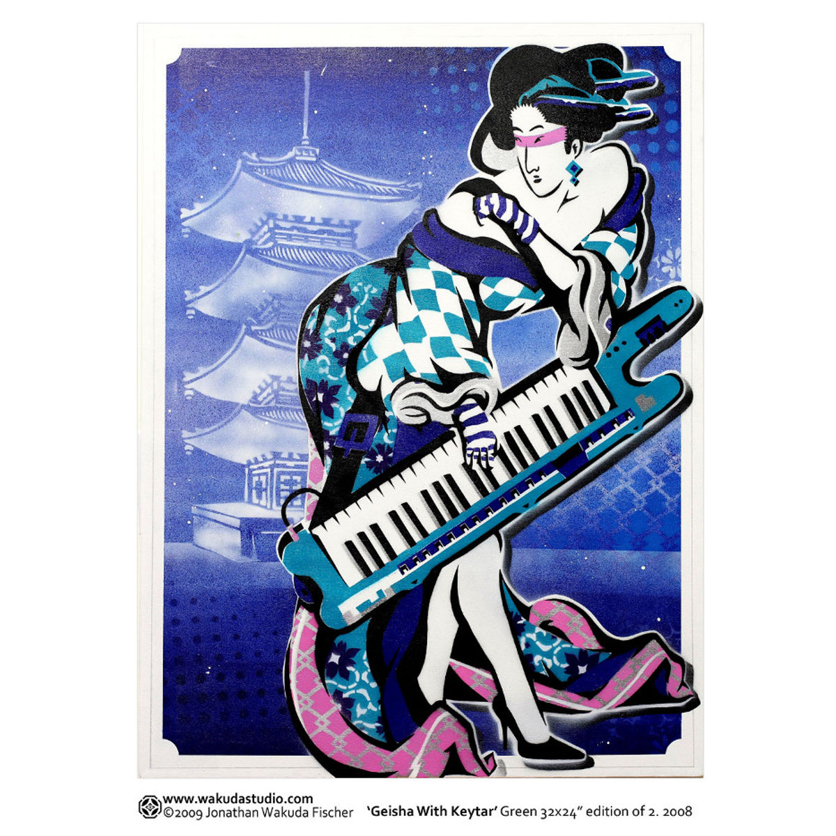 Geisha With Keytar (Green)