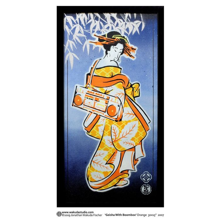 Geisha With Boombox (Orange) by Jonathan Wakuda Fischer