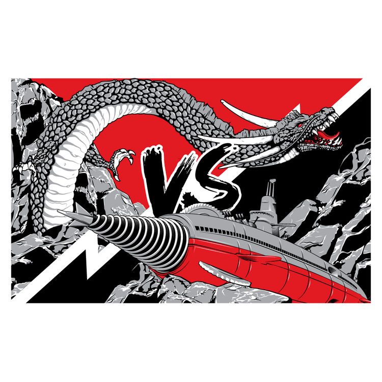 Atragon vs. Manda by Tracie Ching