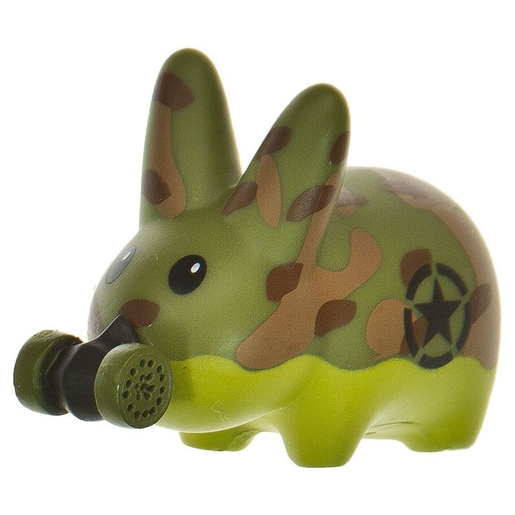 Happy Labbit Camo with Gas Mask by Frank Kozik