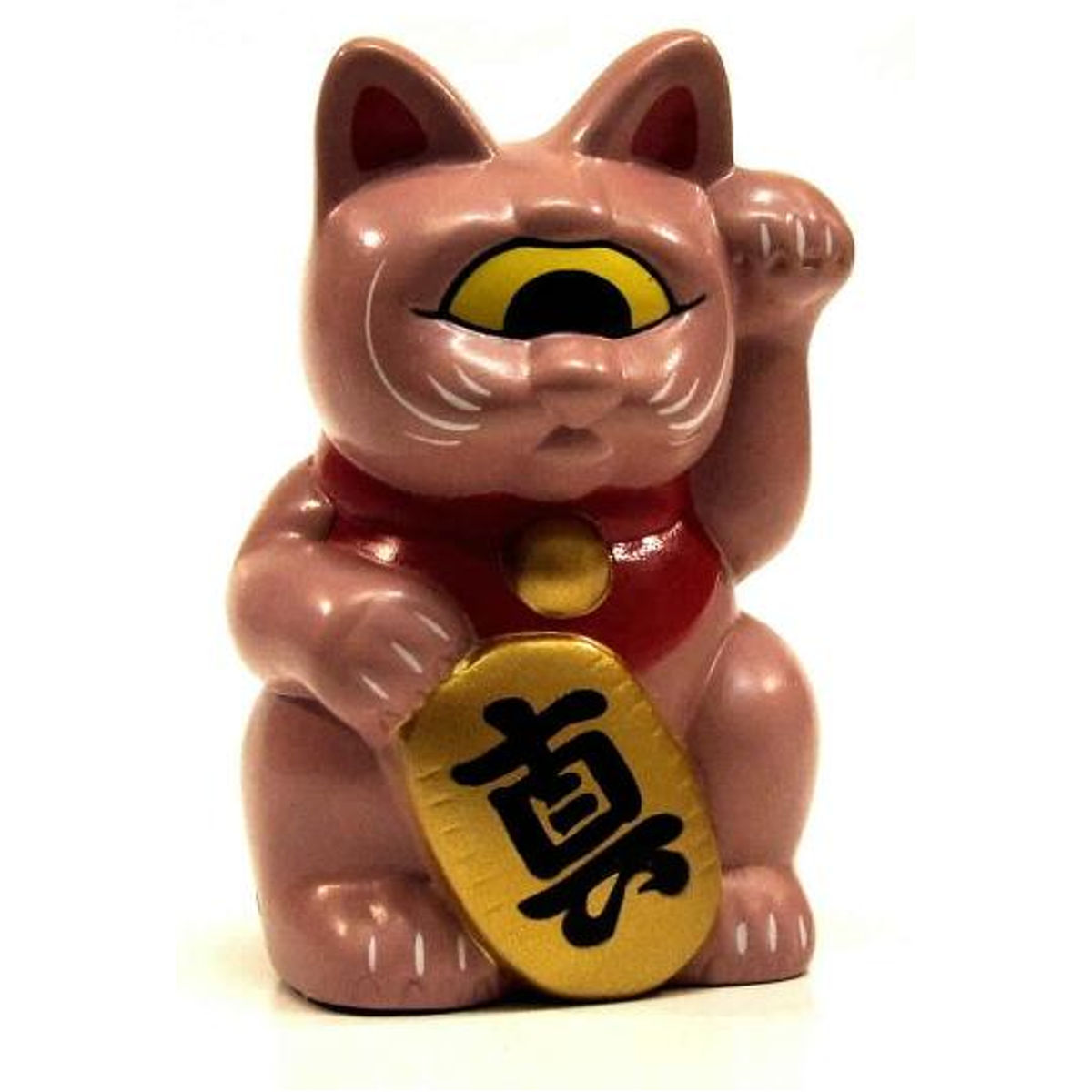 Mini Fortune Cat - Flesh w/Red Collar