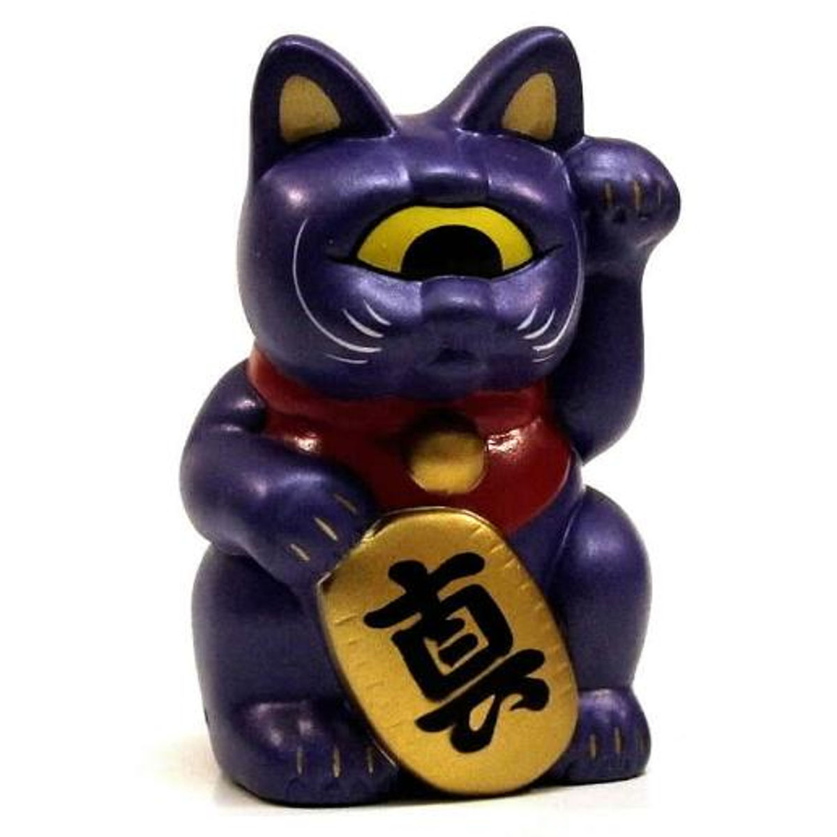 Mini Fortune Cat - Purple w/Red Collar