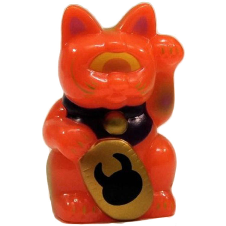 Mini Fortune Cat - Neon Orange w/Uamou by Real X Head (Mori Katsura)