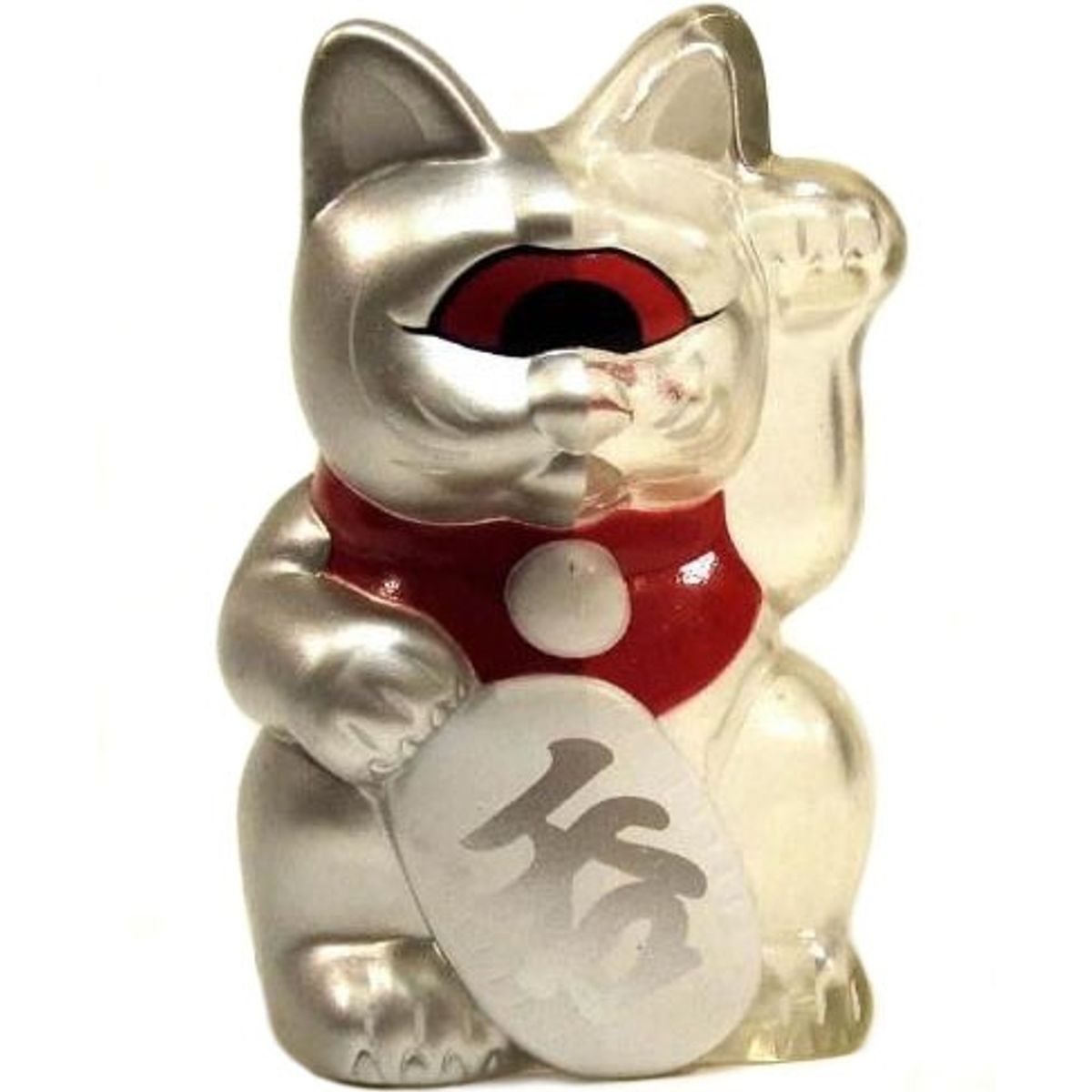 Mini Fortune Cat - Silver/Clear Split