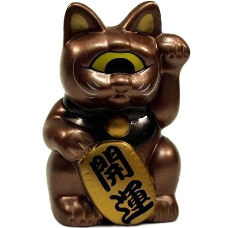 Mini Fortune Cat - Bronze w/Black Collar by Real X Head (Mori Katsura)