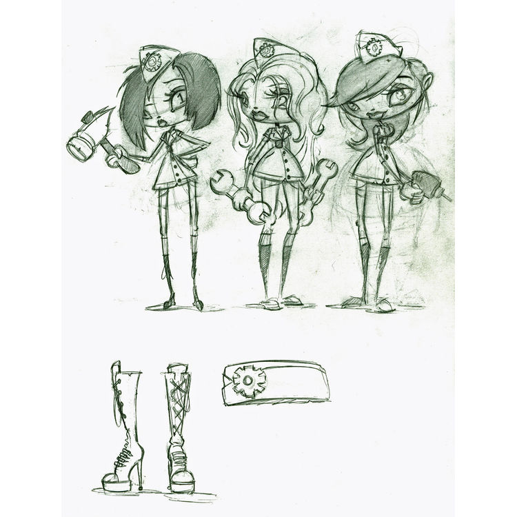 3 Nurses Sketch by Brandt Peters