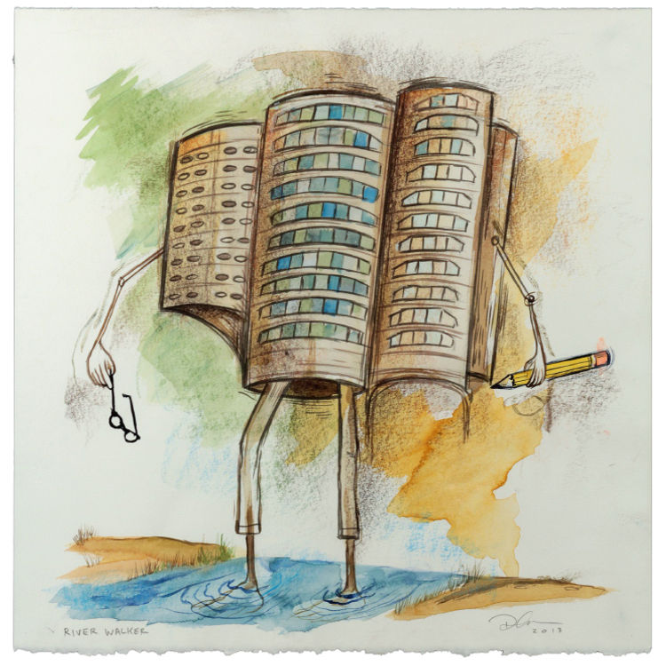 River Walker Dedicated to Bertrand Goldberg by Dan Grzeca