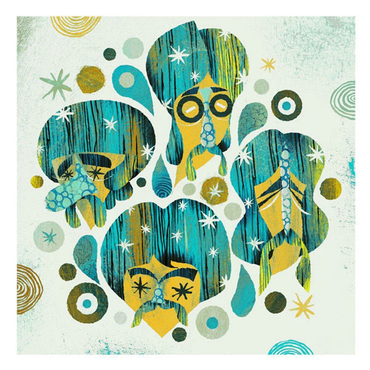 The Four Mustaches (Turquoise Version)