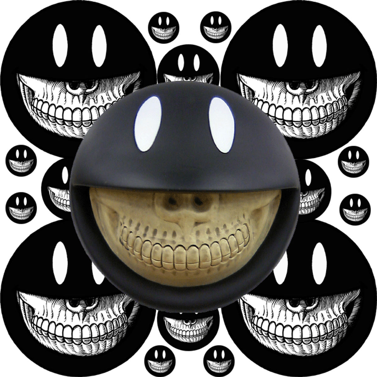 Smiley Grin Piggy Bank - Black & White