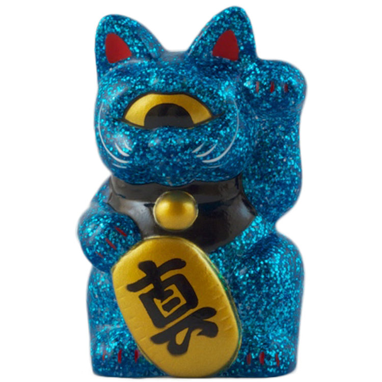 Mini Fortune Cat - Blue Glitter by Real X Head (Mori Katsura)