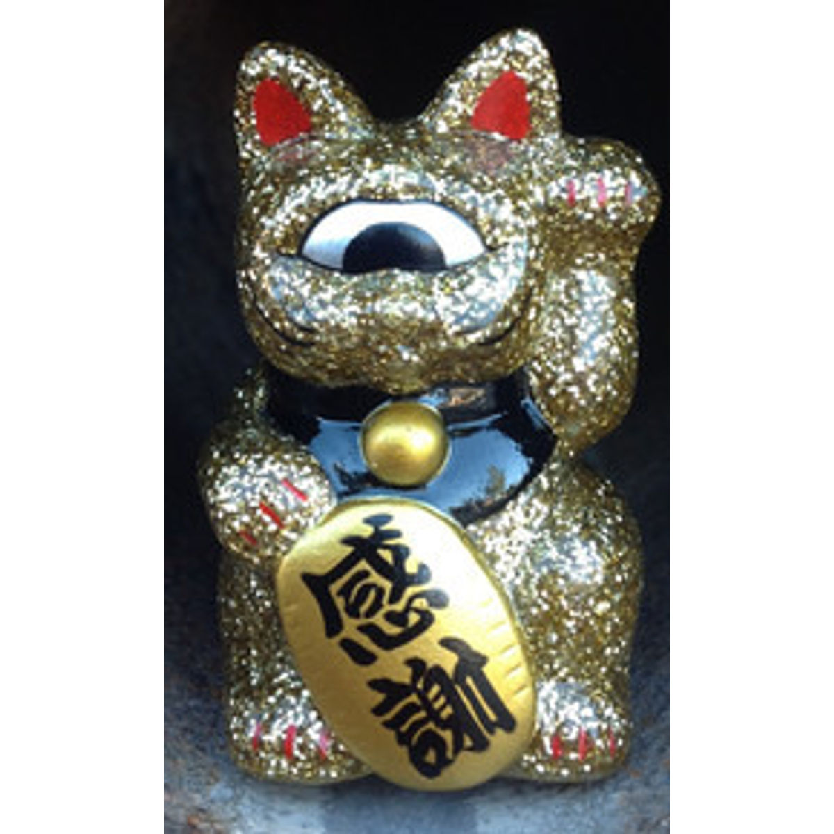 Mini Fortune Cat - Gold Glitter/White Eye