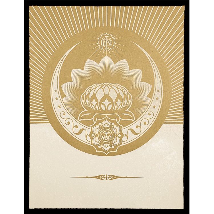 Obey Lotus Crescent - White & Gold by Obey Giant (Shepard Fairey)