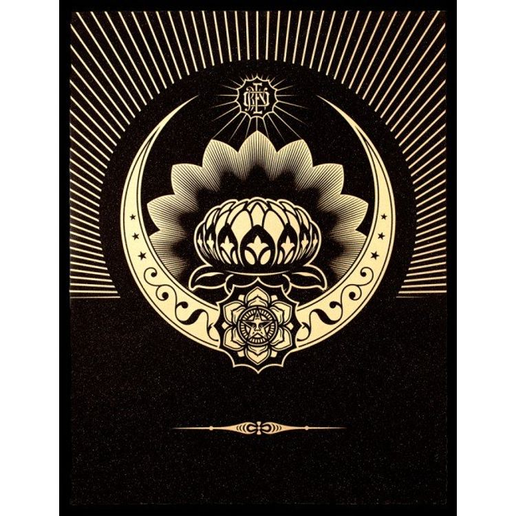 Obey Lotus Crescent - Black & Gold by Obey Giant (Shepard Fairey)