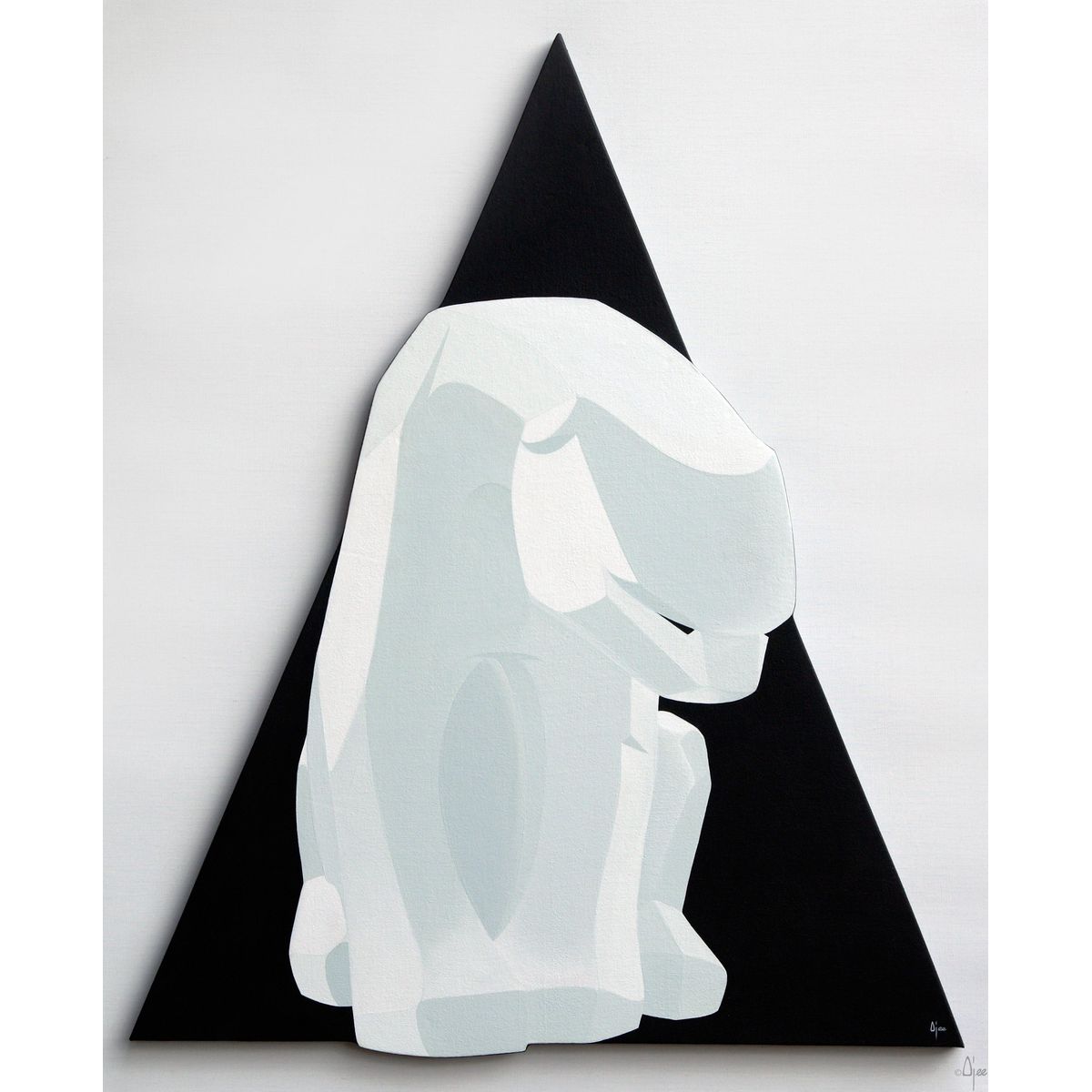 Polar Bear On Black Triangle