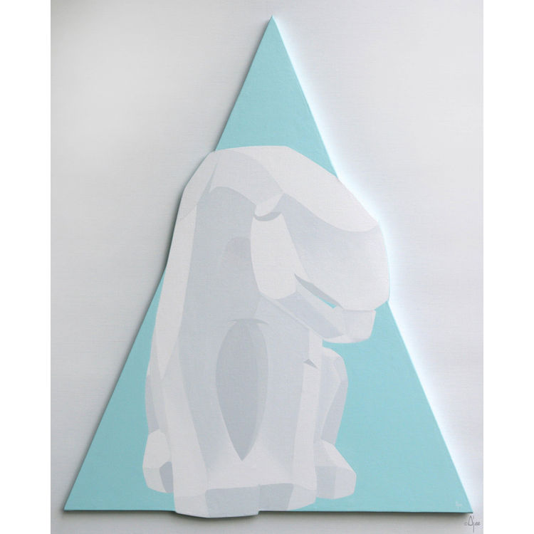 White Polar Bear On Ice Blue Triangle by Ajee (Anne Juliette Deschamps)
