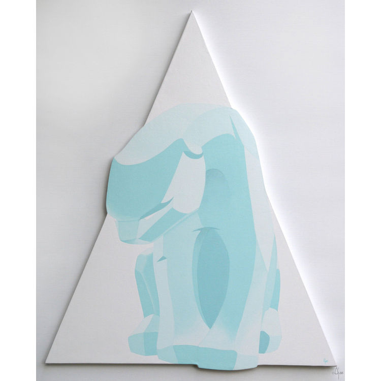 Ice Blue Polar Bear On White Triangle by Ajee (Anne Juliette Deschamps)