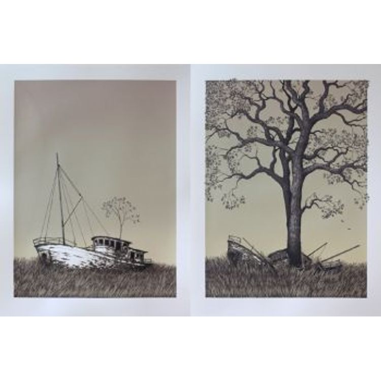 Where We Began (diptych set) by Justin Santora