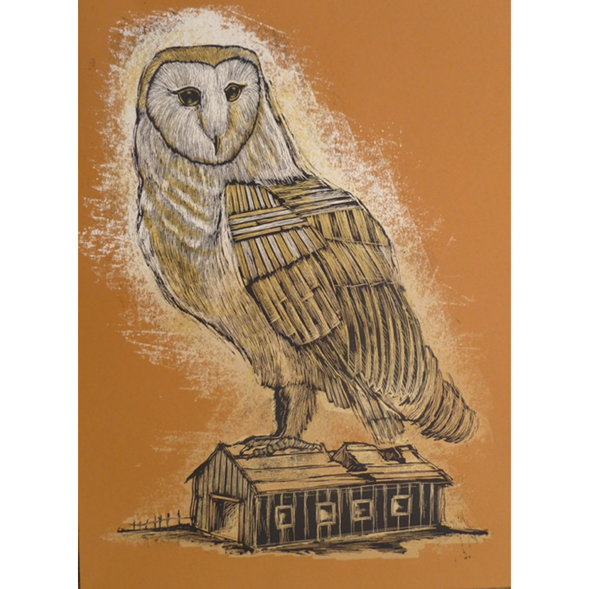 Reconstructed Barn Owl - Burnt Orange