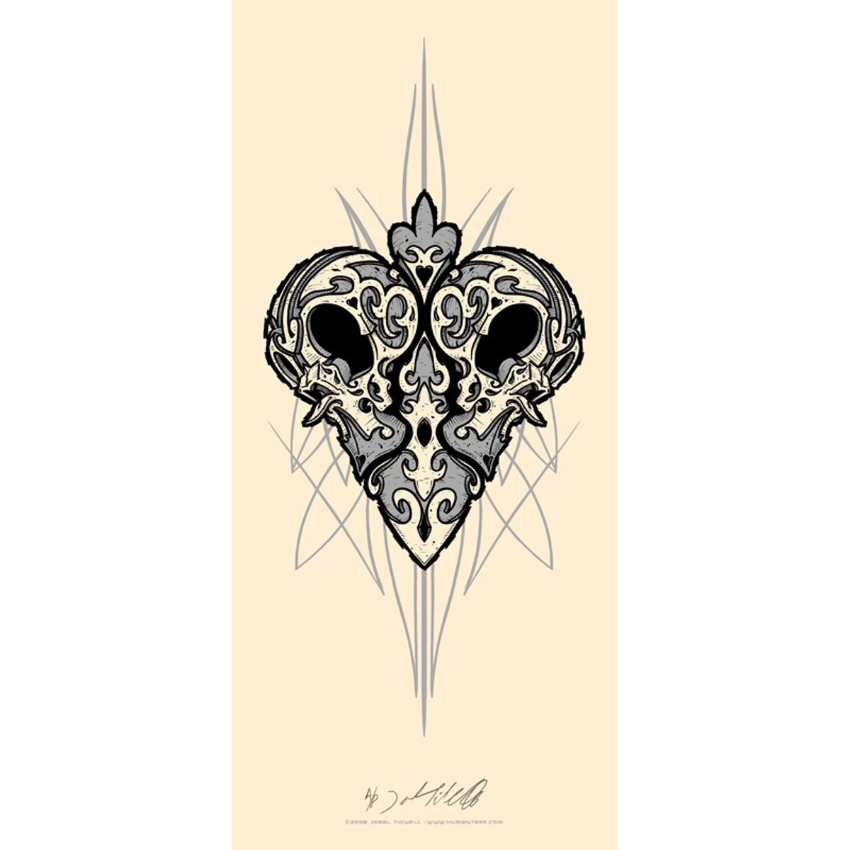 Twin Skulls w/ Pinstriping