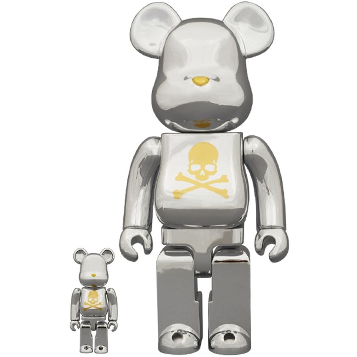 Mastermind Japan Be@rbrick - Chrome Silver 100% & 400% Set