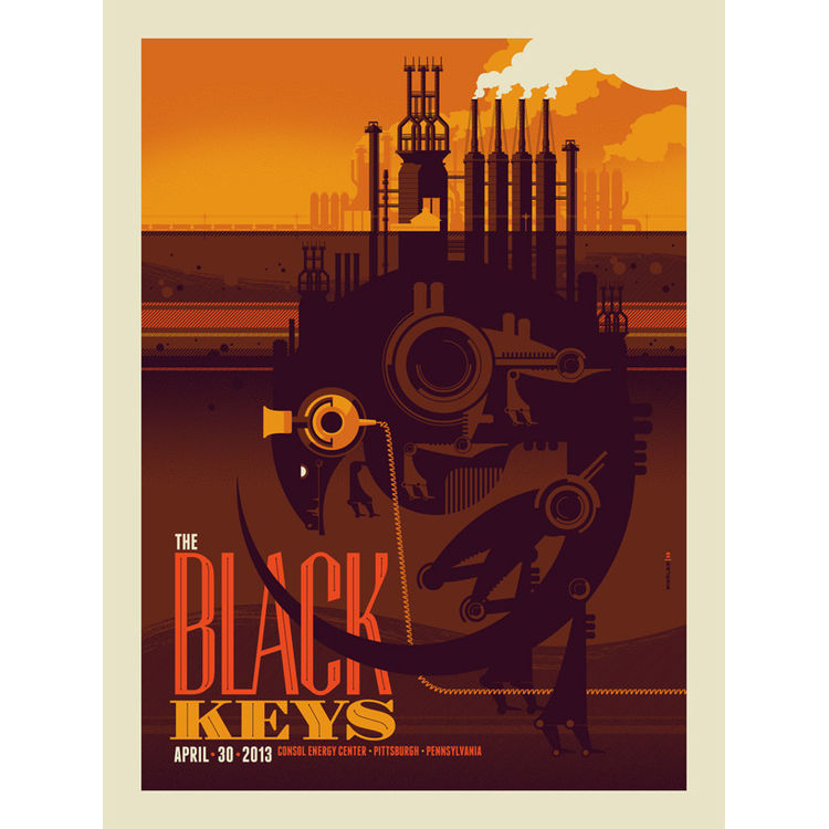 The Black Keys - Pittsburgh PA, 2013 [Variant] by Tom Whalen