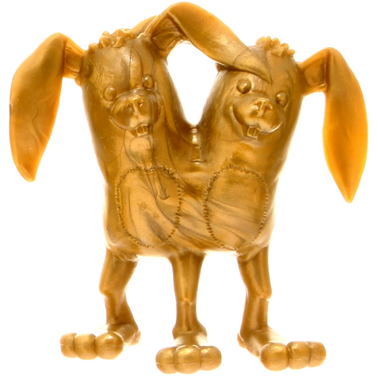 Bunnywith Siamese Twin - Gold by Alex Pardee