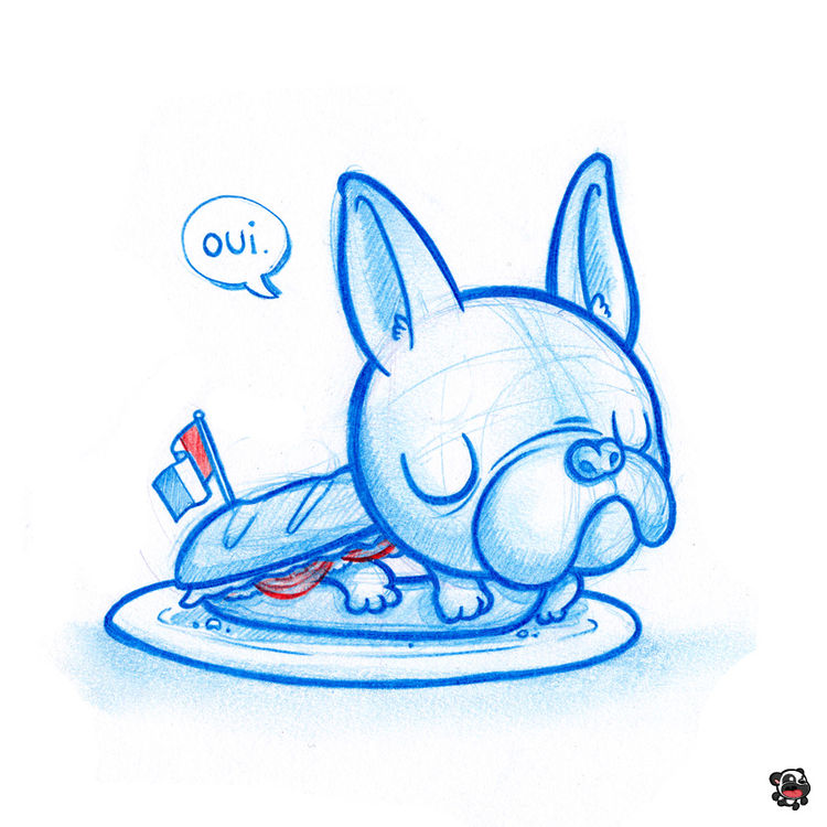 FRENCH BULLDOG BAGUETTE. OUI OUI! by PodgyPanda