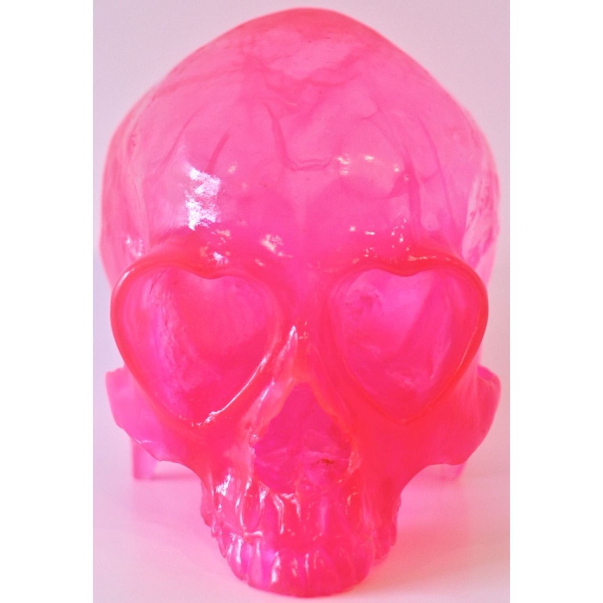 Heart Skull - Transparent Pink Swirl